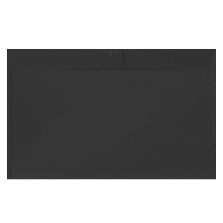 Ideal Standard Rechteckige Duschwanne L. 140 T. 90 cm, rutschfest und mit verborgenem Ablauf an der langen Seite, aus IdealSolid+, Stein-Effekt, Schwarz matt ULTRA FLAT S I.LIFE T5222FV