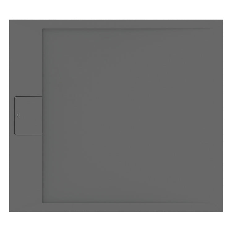 Ideal Standard Rechteckige Duschwanne L. 100 B.90 cm, rutschfest und mit verdecktem Ablauf an der kurzen Seite, aus IdealSolid+, Steineffekt, Farbe Zementgrau, matte Oberfläche ULTRA FLAT S I.LIFE T5231FS