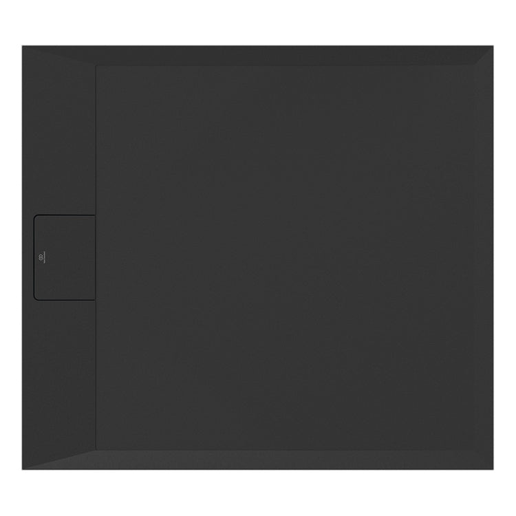 Ideal Standard Rechteckige Duschwanne L. 90 T. 70 cm, rutschfest und mit verborgenem Ablauf an der kurzen Seite, aus IdealSolid+, Stein-Effekt, Schwarz matt ULTRA FLAT S I.LIFE T5237FV