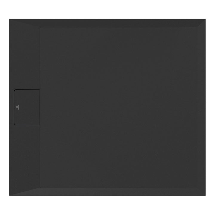 Ideal Standard Rechteckige Duschwanne L. 90 T. 70 cm, rutschfest und mit verborgenem Ablauf an der kurzen Seite, aus IdealSolid+, Stein-Effekt, Schwarz matt ULTRA FLAT S I.LIFE T5237FV