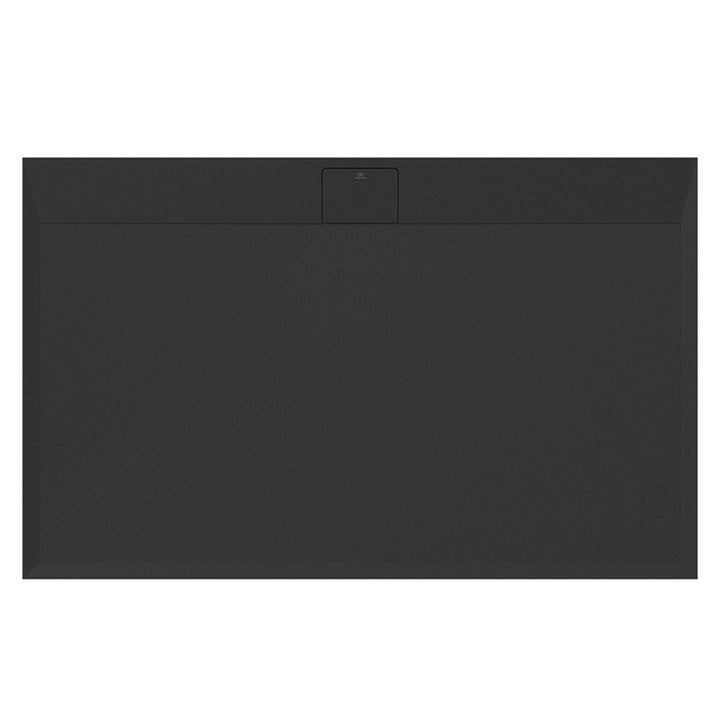 Ideal Standard Rechteckige Duschwanne L. 160 T. 100 cm, rutschfest und mit verborgenem Ablauf an der langen Seite, aus IdealSolid+, Stein-Effekt, Schwarz matt ULTRA FLAT S I.LIFE T5232FV