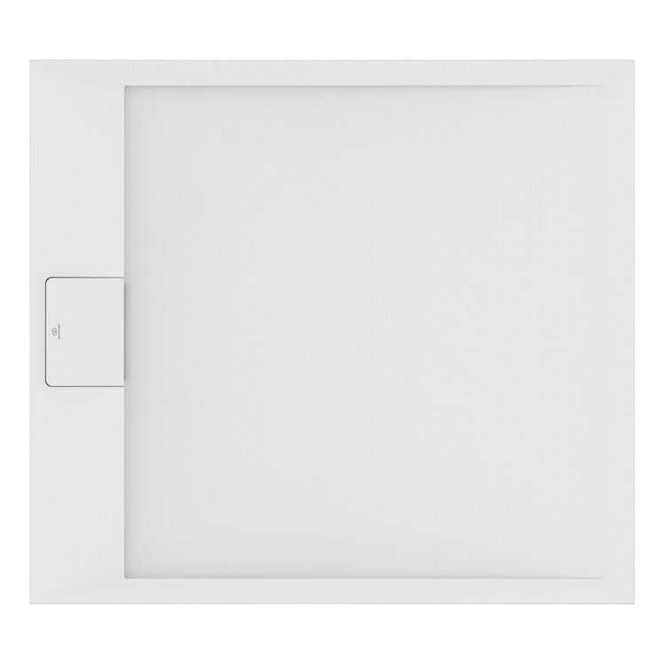Ideal Standard Rechteckige Duschwanne L. 100 B.80 cm, rutschfest und mit verborgenem Ablauf an der kurzen Seite, aus IdealSolid+, Steineffekt, Weiß, matte Oberfläche ULTRA FLAT S I.LIFE T5223FR