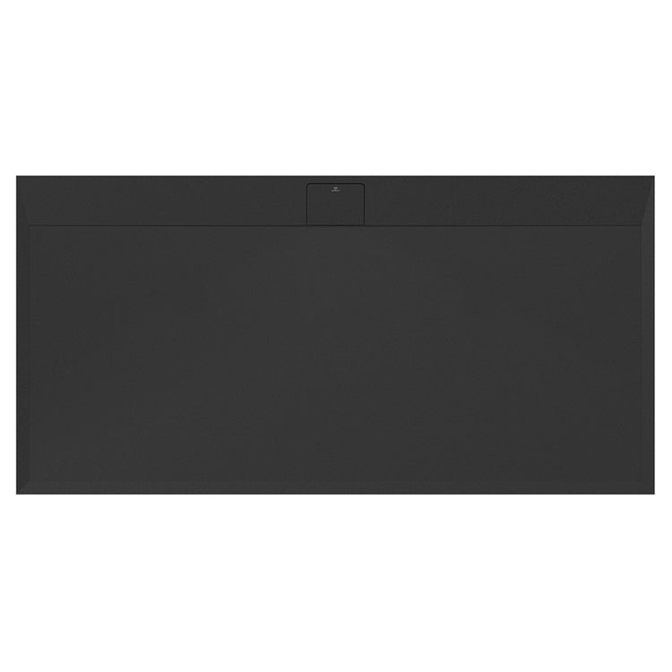 Ideal Standard Rechteckige Duschwanne L. 200 T. 90 cm, rutschfest und mit verborgenem Ablauf an der langen Seite, aus IdealSolid+, Stein-Effekt, Schwarz matt ULTRA FLAT S I.LIFE T5243FV