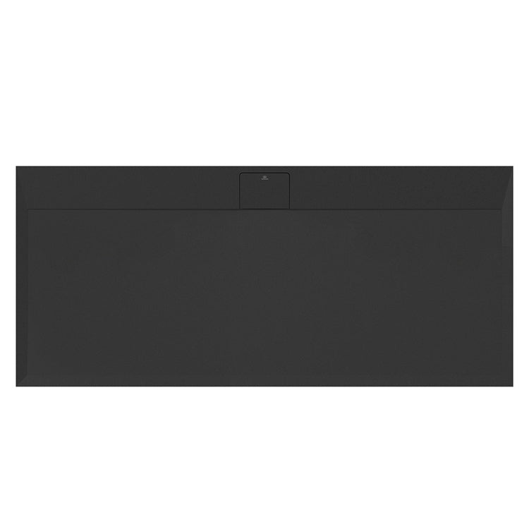 Ideal Standard Rechteckige Duschwanne L. 180 T. 80 cm, rutschfest und mit verborgenem Ablauf an der langen Seite, aus IdealSolid+, Stein-Effekt, Schwarz matt ULTRA FLAT S I.LIFE T5236FV