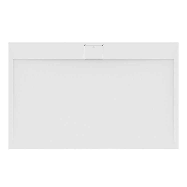 Ideal Standard Rechteckige Duschwanne L. 160 T. 90 cm, rutschfest und mit verborgenem Ablauf an der langen Seite, aus IdealSolid+, Steineffekt, Weiß, matte Oberfläche ULTRA FLAT S I.LIFE T5226FR