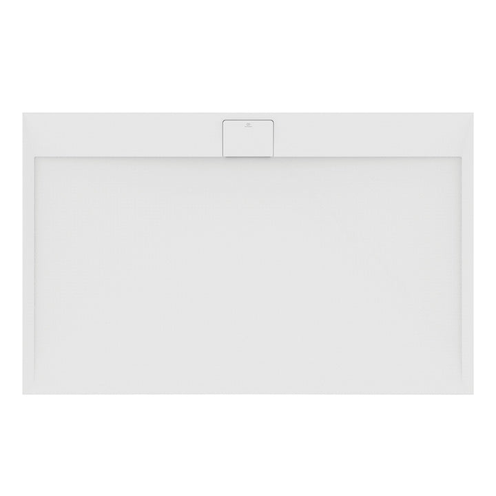 Ideal Standard Rechteckige Duschwanne L. 160 T. 90 cm, rutschfest und mit verborgenem Ablauf an der langen Seite, aus IdealSolid+, Steineffekt, Weiß, matte Oberfläche ULTRA FLAT S I.LIFE T5226FR