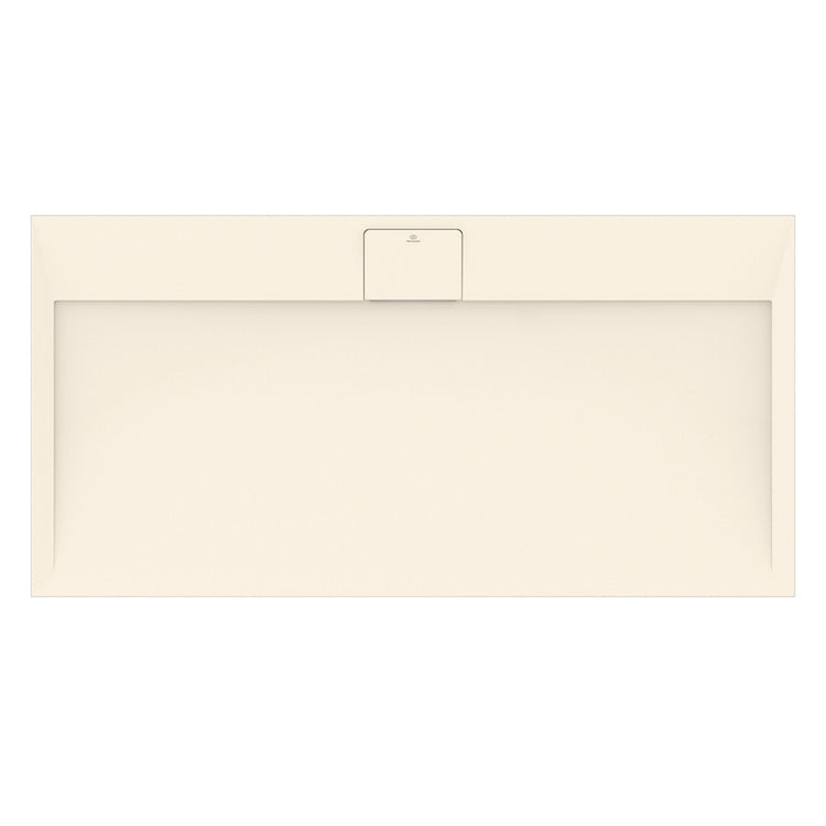 Ideal Standard Rechteckige Duschwanne L. 140 T. 70 cm, rutschfest und mit verborgenem Ablauf an der langen Seite, aus IdealSolid+, Steineffekt, Farbe Sand, matte Oberfläche ULTRA FLAT S I.LIFE T5241FT