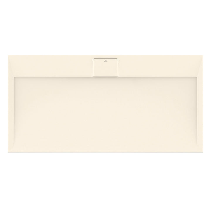 Ideal Standard Rechteckige Duschwanne L. 140 T. 70 cm, rutschfest und mit verborgenem Ablauf an der langen Seite, aus IdealSolid+, Steineffekt, Farbe Sand, matte Oberfläche ULTRA FLAT S I.LIFE T5241FT