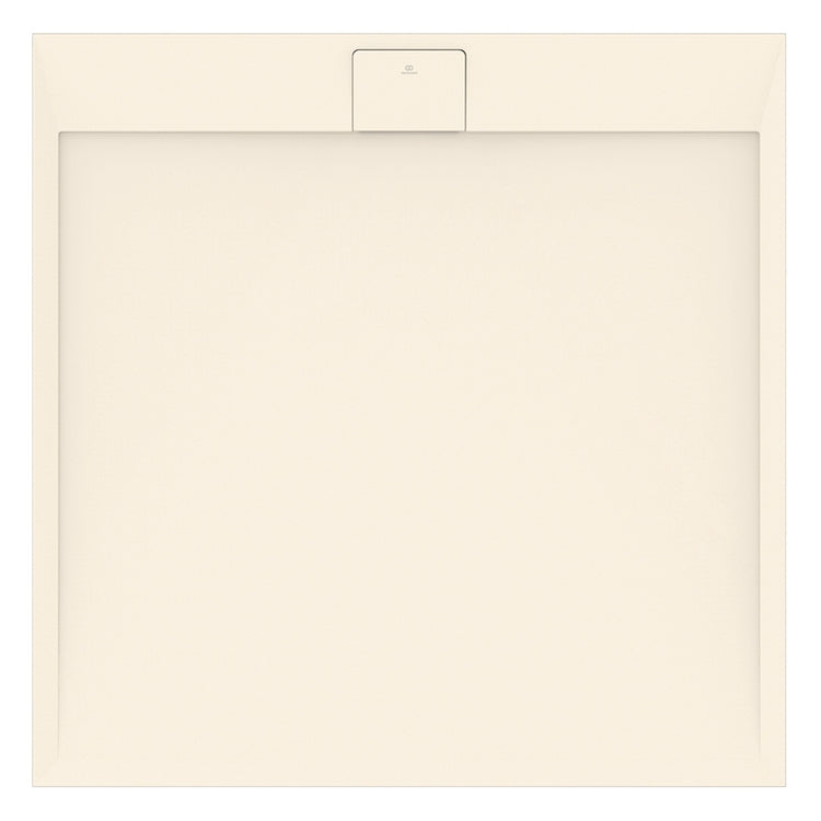 Ideal Standard Quadratische Duschwanne 100 cm, rutschfest und mit verstecktem Ablauf, aus IdealSolid+, Steineffekt, Sandfarbe, matte Oberfläche ULTRA FLAT S I.LIFE T5234FT