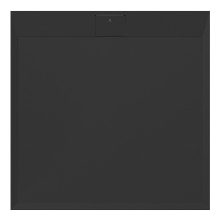 Ideal Standard Duschtasse quadratisch 80 cm, rutschfest und mit verdecktem Ablauf, aus IdealSolid+, Steineffekt, Farbe Schwarz matt ULTRA FLAT S I.LIFE T5229FV