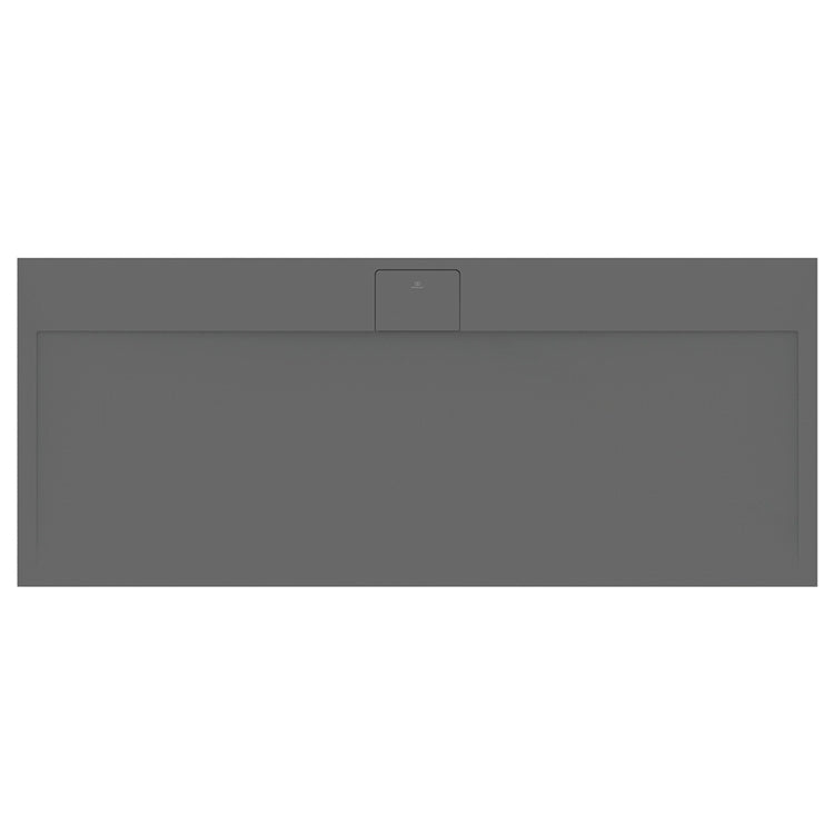 Ideal Standard Rechteckige Duschwanne L. 170 B.70 cm, rutschfest und mit verdecktem Ablauf an der langen Seite, aus IdealSolid+, Steineffekt, Farbe Zementgrau, matte Oberfläche ULTRA FLAT S I.LIFE T5244FS