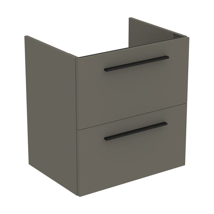 Ideal Standard I.Life Hängendes Unterschrank-Set L. 60 H. 63 T. 44 cm, mit 2 Außenschubladen, Innenfarbe Anthrazit, Außenfarbe Quarzgrau, matte Oberfläche T5255NG