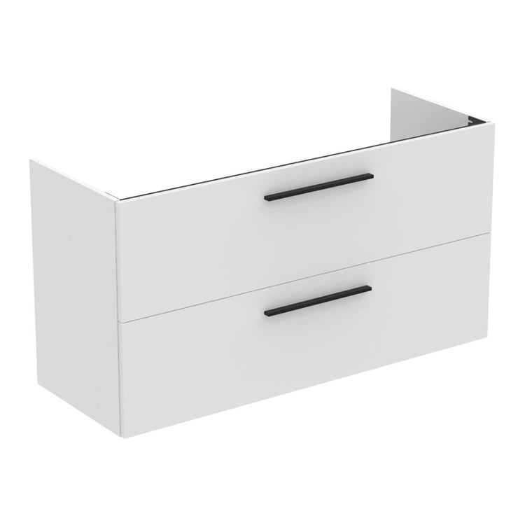 Ideal Standard I.Life Ein hängender Unterschrank für Waschbecken L. 120 H. 63 T. 44 cm, mit 2 Außenschubladen, Innenfarbe Anthrazit, Außenfarbe Weiß, matte Ausführung T5258DU