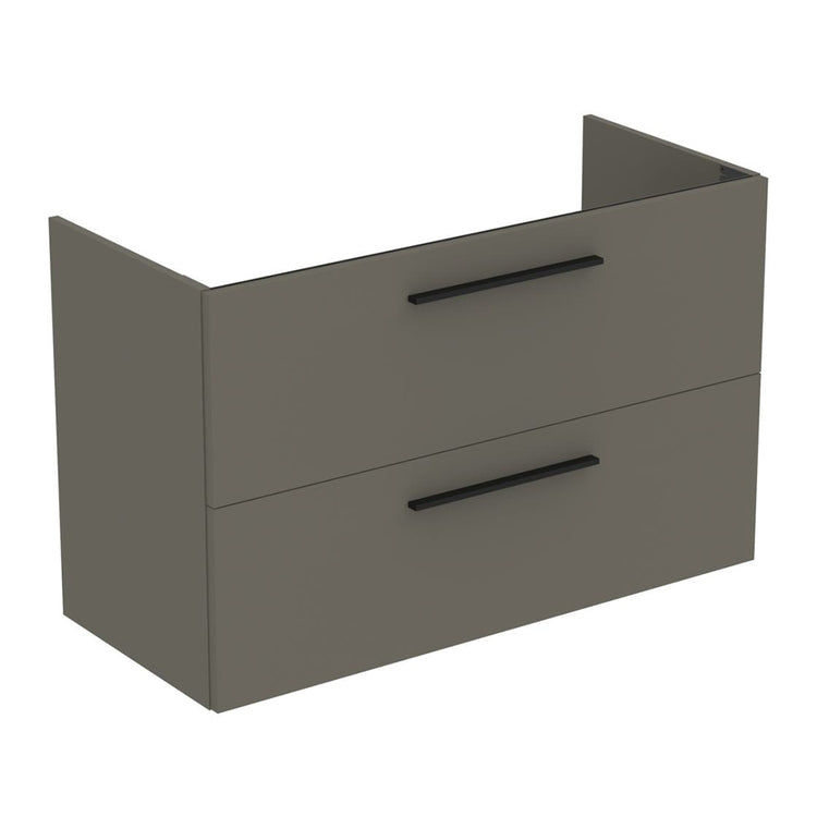 Ideal Standard I.Life Ein hängender Unterschrank L. 100 H. 63 T. 44 cm, mit 2 äußeren Schubladen, Innenfarbe Anthrazit, Außenfarbe Quarzgrau, matte Oberfläche T5257NG