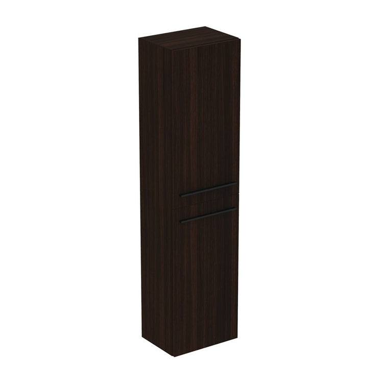 Ideal Standard Säulenmöbel L. 40 H. 160 T. 30 cm, Tür mit reversibler Dämpfungsschließung, mit 5 Innenböden, davon 4 aus Glas, Oberfläche dunkel Eiche I.LIFE B T5260NW