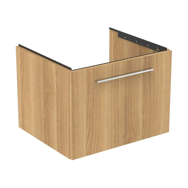 Ideal Standard Unter dem Waschbecken stehend L. 60 H. 43,6 T. 50,5 cm, mit einer äußeren Schublade, Innenfarbe Anthrazit, helle Eichenoptik I.LIFE B T5269NX