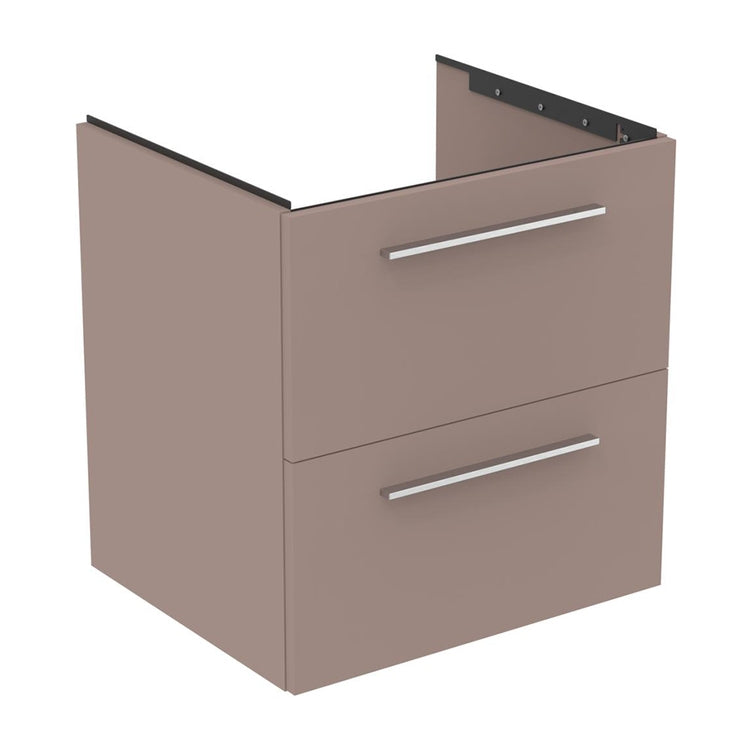 Ideal Standard Unterschrankmobil L. 60 H. 63 T. 50,5 cm, mit 2 Außenschubladen, Innenseite anthrazitfarben, Farbe Greige matt Finish I.LIFE B T5270NH