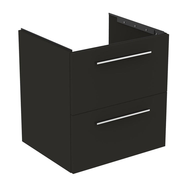 Ideal Standard Mobiler Unterschrank L. 60 H. 63 T. 50,5 cm, mit 2 äußeren Schubladen, Innenfarbe Anthrazit, Farbe Kohlegrau, matte Ausführung I.LIFE B T5270NV