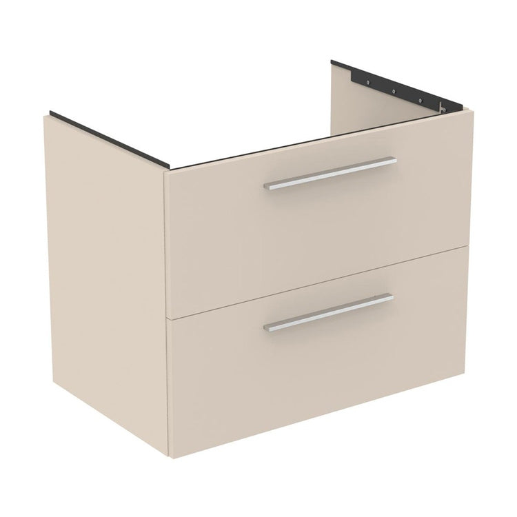 Ideal Standard Unterschrank L. 80 H. 63 T. 50,5 cm, mit 2 äußeren Schubladen, Innenfarbe Anthrazit, sandfarbener Farbton, matte Oberfläche I.LIFE B T5272NF