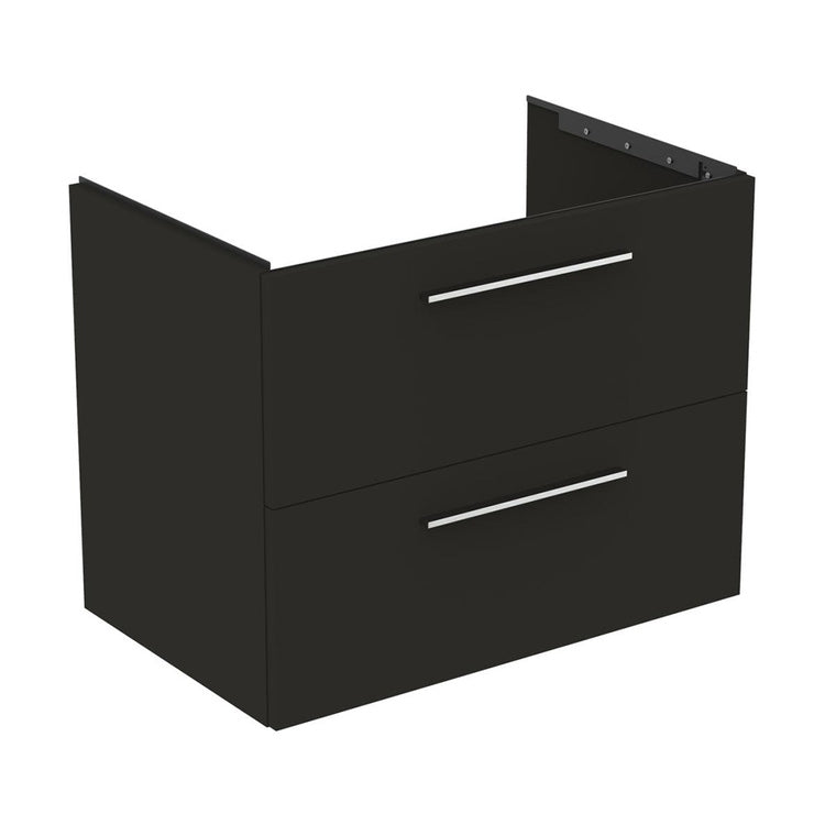 Ideal Standard Mobiler Unterschrank L. 80 H. 63 T. 50,5 cm, mit 2 äußeren Schubladen, Innenfarbe Anthrazit, Farbe Kohlegrau, matte Ausführung I.LIFE B T5272NV