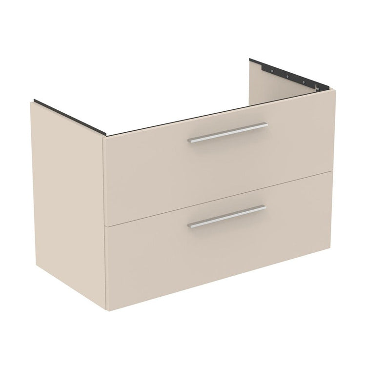 Ideal Standard Unterbau-Waschbeckenmöbel L. 100 H. 63 T. 50,5 cm, mit 2 äußeren Schubladen, Innenfarbe Anthrazit, Farbe Sand matt Finish I.LIFE B T5276NF