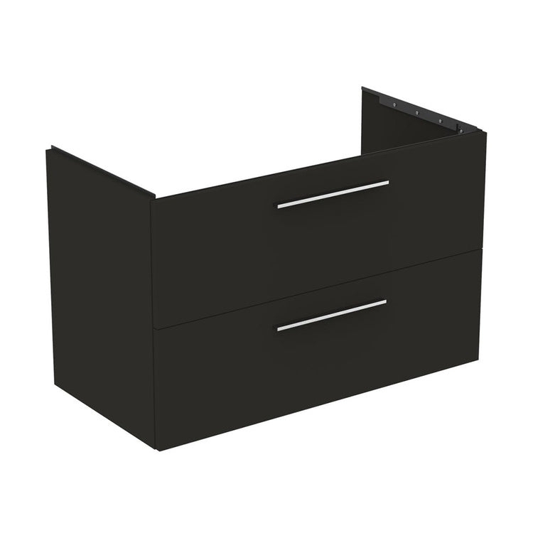 Ideal Standard Mobiler Unterschrank L. 100 H. 63 T. 50,5 cm, mit 2 äußeren Schubladen, Innenfarbe Anthrazit, Farbe Kohlegrau, matte Ausführung I.LIFE B T5276NV