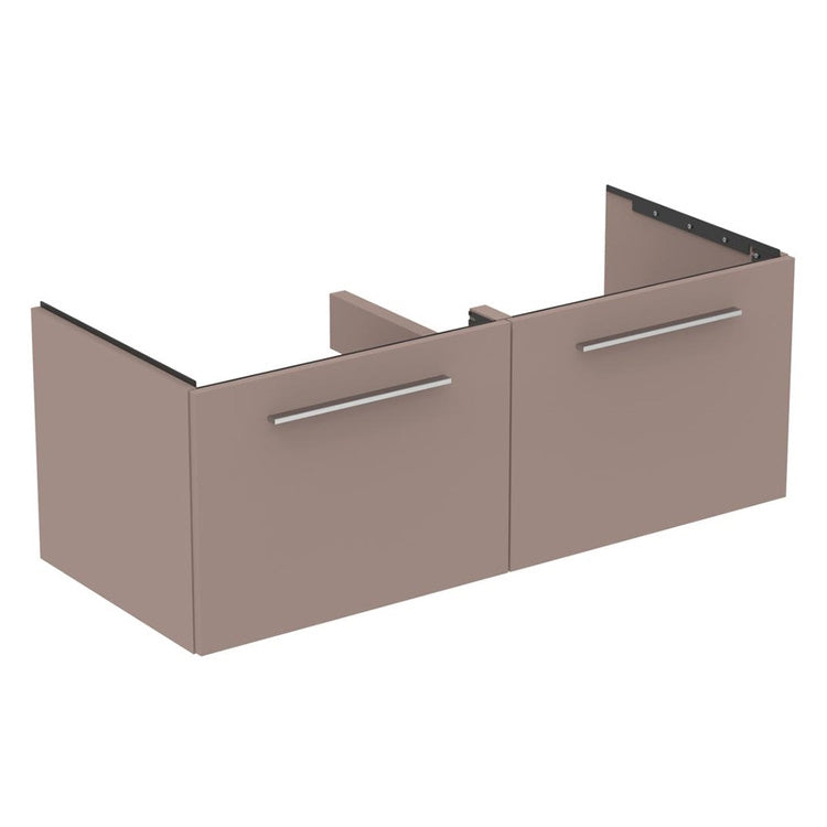Ideal Standard Untertischmöbel L. 120 H. 44 T. 50,5 cm, mit 2 Außenschubladen, Innenfarbe Anthrazit, Greige-Farbe matt Finish I.LIFE B T5277NH