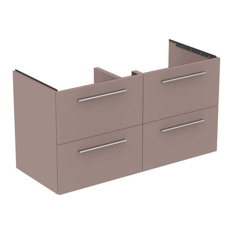 Ideal Standard Unterbau-Waschbeckenmöbel L. 120 H. 63 T. 50,5 cm, mit 4 äußeren Schubladen, Innenfarbe Anthrazit, Farbe Greige, matte Ausführung I.LIFE B T5278NH