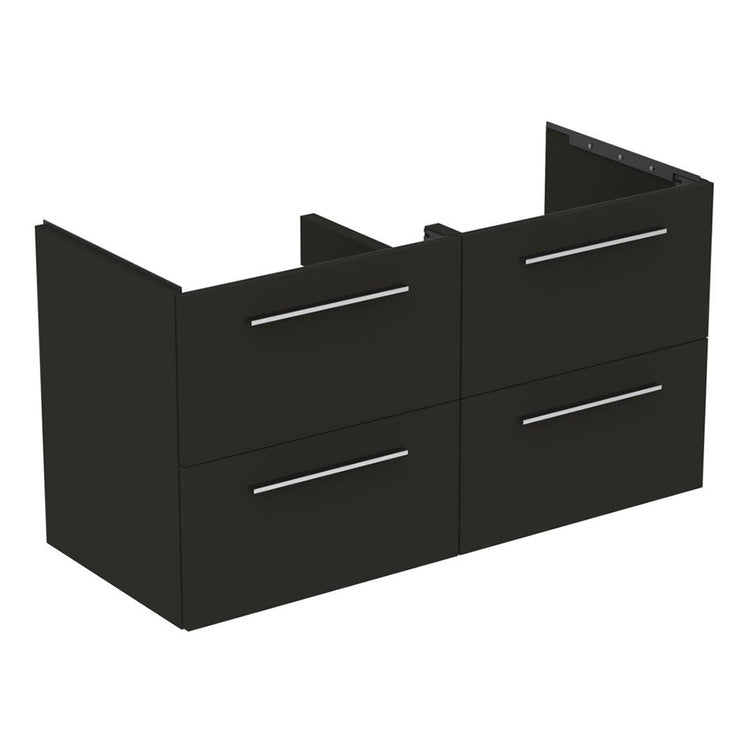Ideal Standard Mobiler Unterschrank L. 120 H. 63 T. 50,5 cm, mit 4 äußeren Schubladen, Innenfarbe Anthrazit, Farbe Kohlegrau, matte Ausführung I.LIFE B T5278NV