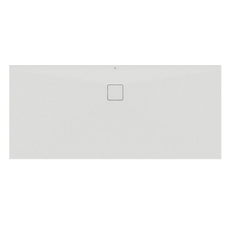 Ideal Standard Rechteckige Duschwanne L. 180 B.80 cm, Installierung auf dem Boden oder bodengleich, aus StoneTech, rutschfest, mit Abfluss auf der langen Seite, Farbe Seidenweiß, matte Oberfläche ULTRA FLAT EVO T5429FO