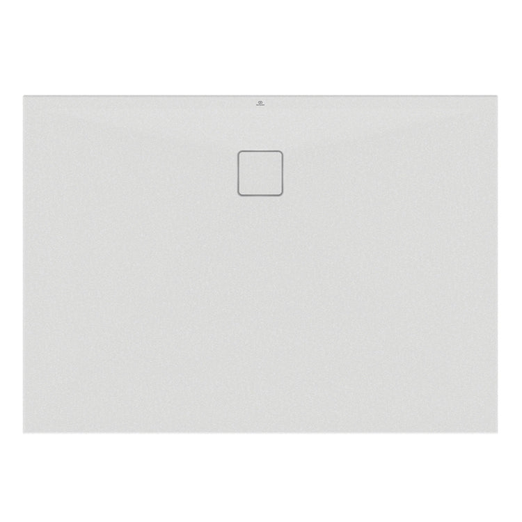 Ideal Standard Rechteckige Duschwanne L. 140 B.100 cm, Installierung auf dem Boden oder bodengleich, aus StoneTech, rutschfest, mit Abfluss auf der langen Seite, Farbe Seidenweiß, matte Oberfläche ULTRA FLAT EVO T5532FO