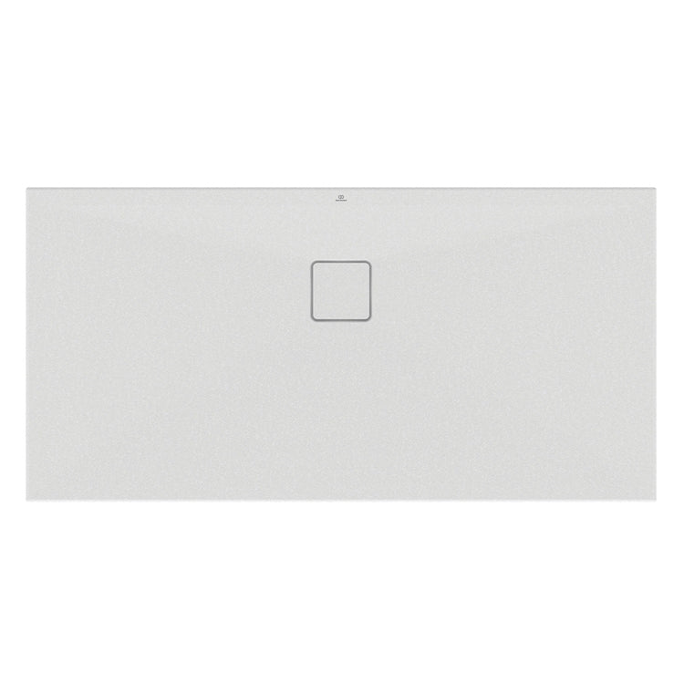 Ideal Standard Rechteckige Duschwanne L. 140 T. 70 cm, Installierung über dem Boden oder bodengleich, aus StoneTech, rutschfest, mit Abfluss auf der langen Seite, Farbe Seidenweiß, matte Oberfläche ULTRA FLAT EVO T5436FO