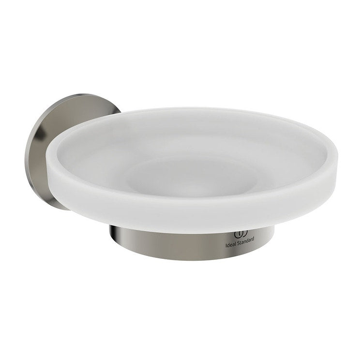 Ideal Standard Wandseifenspender aus mattiertem Glas, mit Metallhalterung, in Silber Storm Finish LA DOLCE VITA T5507GN