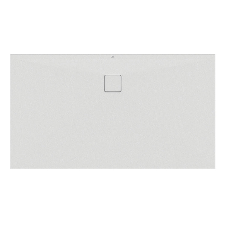 Ideal Standard Rechteckige Duschwanne L. 160 T. 90 cm, Installierung über dem Boden oder bodengleich, aus StoneTech, rutschfest, mit Abfluss auf der langen Seite, Farbe Seidenweiß, matte Oberfläche ULTRA FLAT EVO T5432FO
