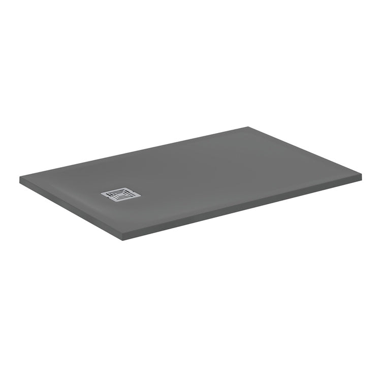 Ideal Standard S+ Duschwanne rechteckig L. 120 T. 80 cm, ultraflach, aus IdealSolid, mit Ablauf an der kurzen Seite, Farbe Zementgrau, matte Oberfläche ULTRA FLAT T5594FS