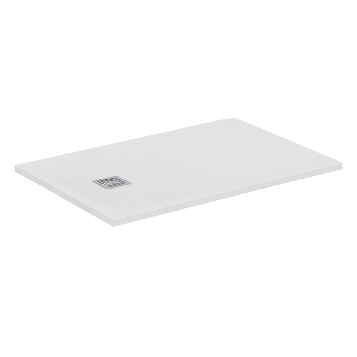 Ideal Standard S+ rechteckige Duschwanne L. 120 T. 80 cm, ultraflach, aus IdealSolid, mit Ablauf an der kurzen Seite, Weiß matt ULTRA FLAT T5594FR