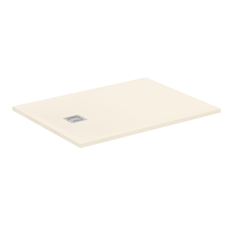 Ideal Standard S+ rechteckige Duschwanne L. 120 T. 90 cm, ultraflach, aus IdealSolid, mit Ablauf an der kurzen Seite, Sandfarbe matt Finish ULTRA FLAT T5595FT