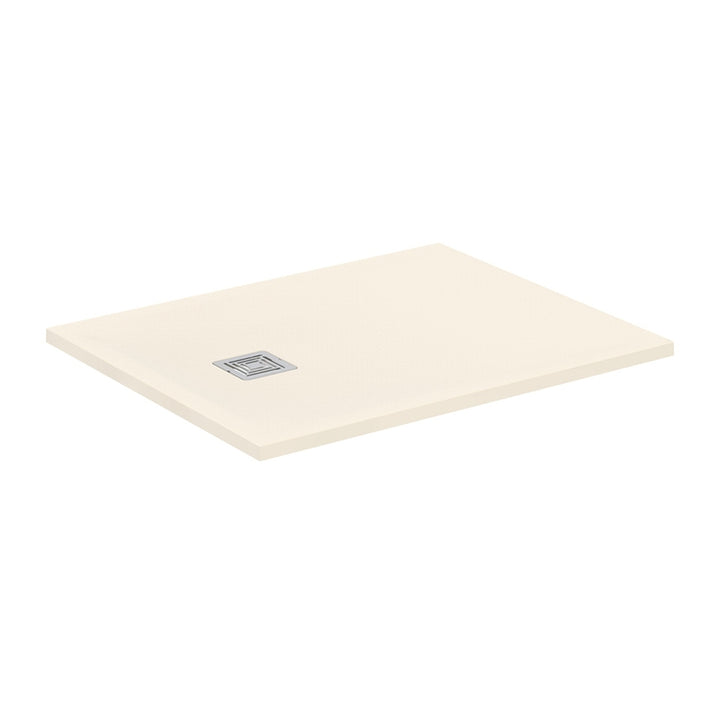 Ideal Standard S+ rechteckige Duschwanne L. 100 T. 80 cm, ultraflach, aus IdealSolid, mit Ablauf an der kurzen Seite, Sandfarbe matt Finish ULTRA FLAT T5596FT