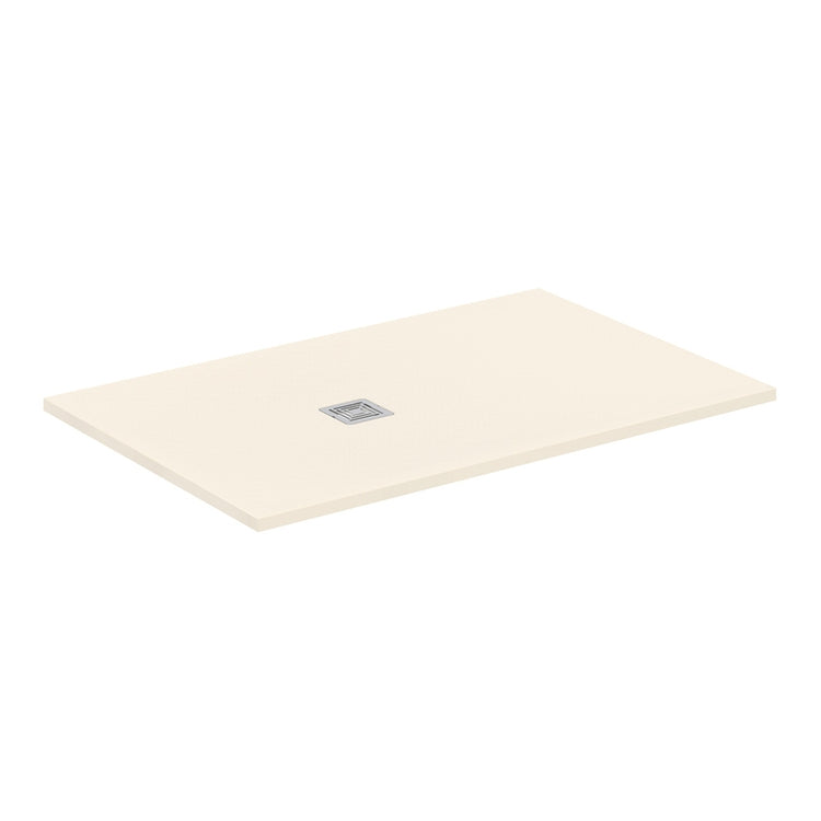 Ideal Standard S+ rechteckige Duschwanne L. 140 T. 90 cm, ultraflach, aus IdealSolid, mit Ablauf an der kurzen Seite, Sandfarbe matt Finish ULTRA FLAT T5598FT