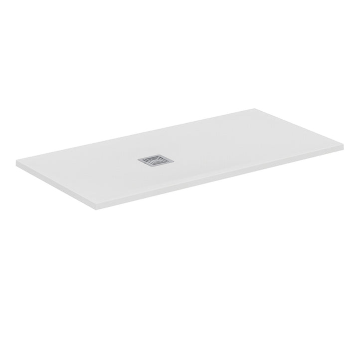 Ideal Standard S+ rechteckige Duschwanne L. 140 T. 70 cm, ultraflach, aus IdealSolid, mit Ablauf an der kurzen Seite, Weiß matt ULTRA FLAT T5613FR