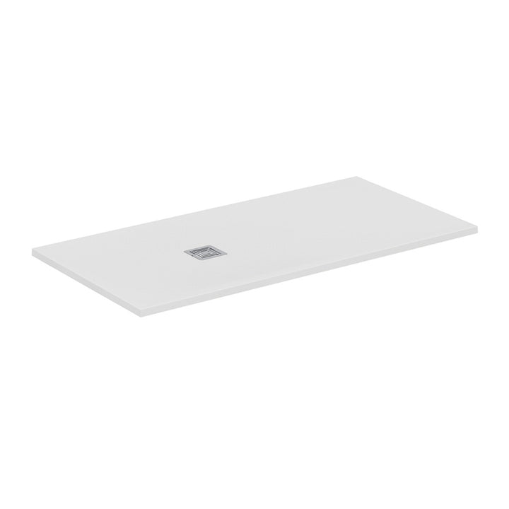Ideal Standard S+ rechteckige Duschwanne L. 160 T. 80 cm, ultraflach, aus IdealSolid, mit Ablauf an der kurzen Seite, Weiß matt ULTRA FLAT T5602FR