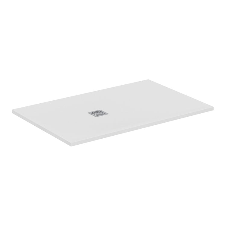 Ideal Standard S+ rechteckige Duschwanne L. 140 T. 90 cm, ultraflach, aus IdealSolid, mit Ablauf an der kurzen Seite, Weiß matt ULTRA FLAT T5598FR