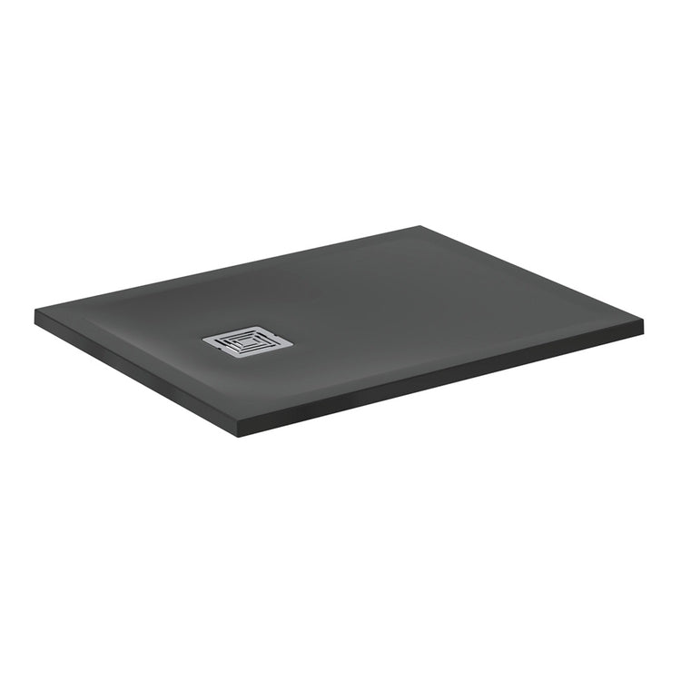 Ideal Standard S+ rechteckige Duschwanne L. 90 T. 70 cm, ultraflach, aus IdealSolid, mit Ablauf an der kurzen Seite, Schwarz matt ULTRA FLAT T5604FV