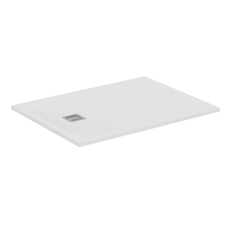 Ideal Standard S+ rechteckige Duschwanne L. 120 T. 90 cm, ultraflach, aus IdealSolid, mit Ablauf an der kurzen Seite, Weiß matt ULTRA FLAT T5595FR