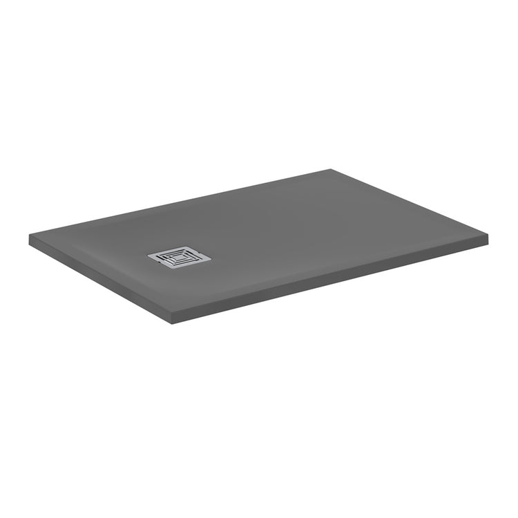 Ideal Standard S+ Duschwanne rechteckig L. 100 T. 70 cm, ultraflach, aus IdealSolid, mit Ablauf an der kurzen Seite, Farbe Zementgrau, matte Oberfläche ULTRA FLAT T5606FS