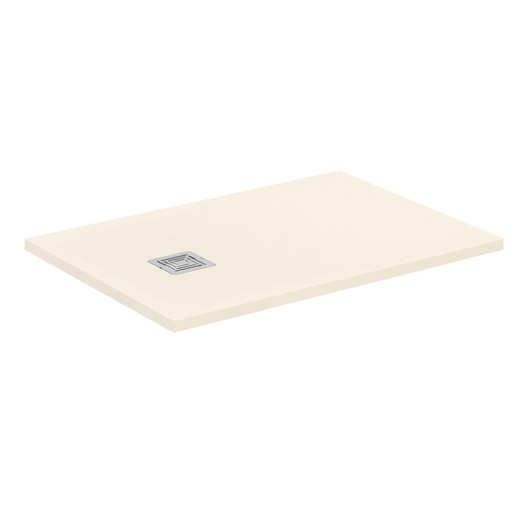 Ideal Standard S+ rechteckige Duschwanne L. 100 T. 70 cm, ultraflach, aus IdealSolid, mit Ablauf an der kurzen Seite, Sandfarbe matt Finish ULTRA FLAT T5606FT