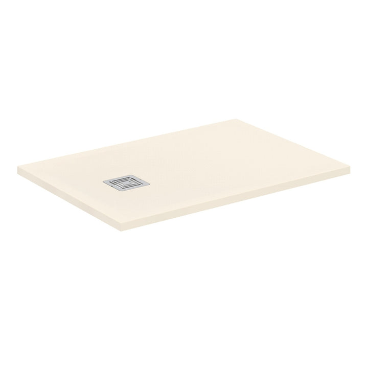 Ideal Standard S+ rechteckige Duschwanne L. 100 T. 70 cm, ultraflach, aus IdealSolid, mit Ablauf an der kurzen Seite, Sandfarbe matt Finish ULTRA FLAT T5606FT