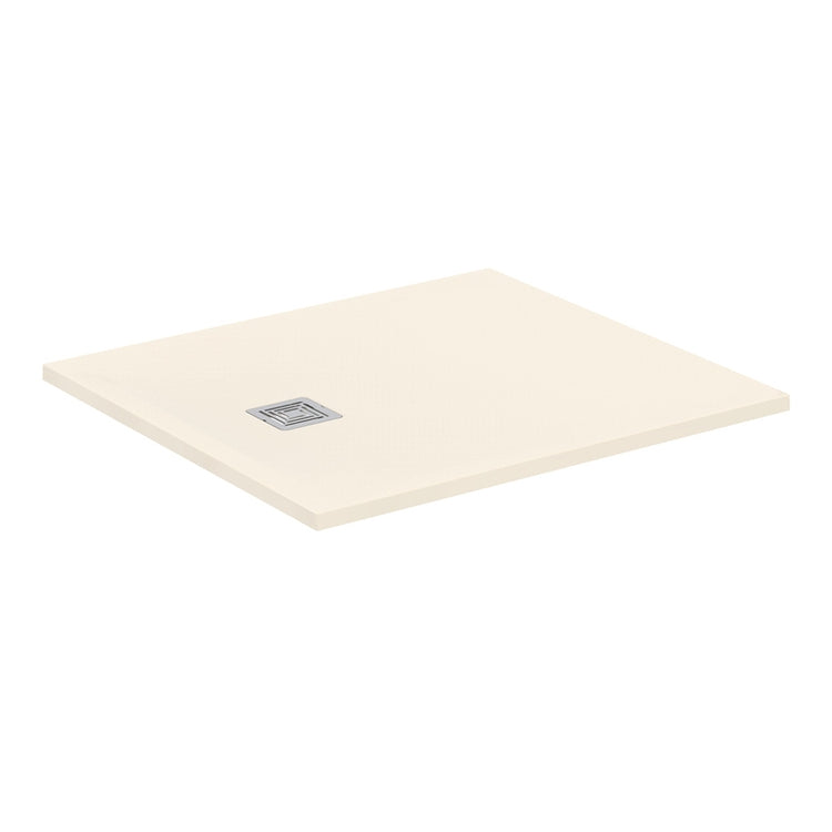 Ideal Standard S+ rechteckige Duschwanne L. 100 T. 90 cm, ultraflach, aus IdealSolid, mit Ablauf an der kurzen Seite, Sandfarbe matt Finish ULTRA FLAT T5607FT