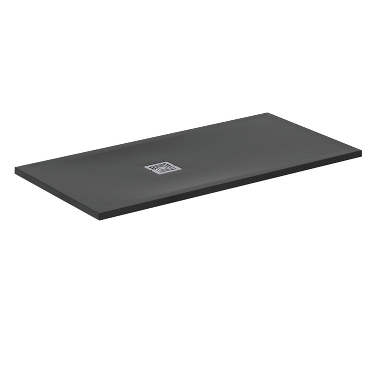 Ideal Standard S+ Duschwanne rechteckig L. 140 T. 70 cm, ultraflach, aus IdealSolid, mit Ablauf an der kurzen Seite, Farbe Schwarz matt ULTRA FLAT T5613FV