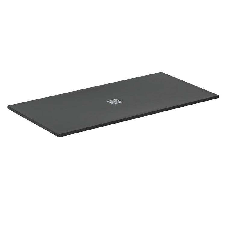 Ideal Standard S+ rechteckige Duschwanne L. 200 T. 100 cm, ultraflach, aus IdealSolid, mit mittigem Abfluss, Schwarz matt ULTRA FLAT T5617FV